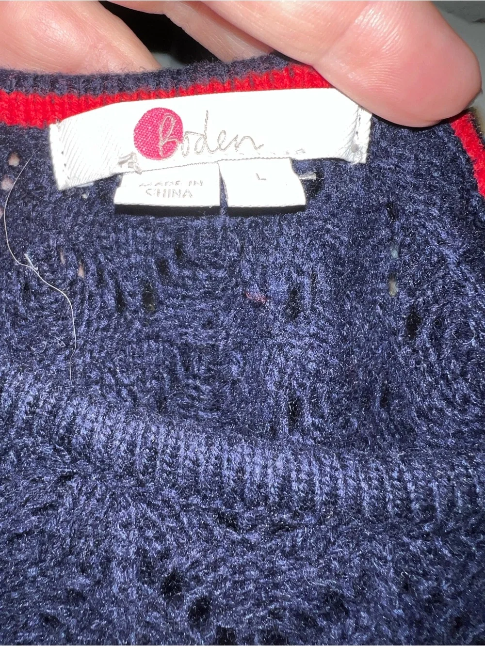 Boden Black Openwork Deep Back Crewneck Sweater - Picture 4 of 11